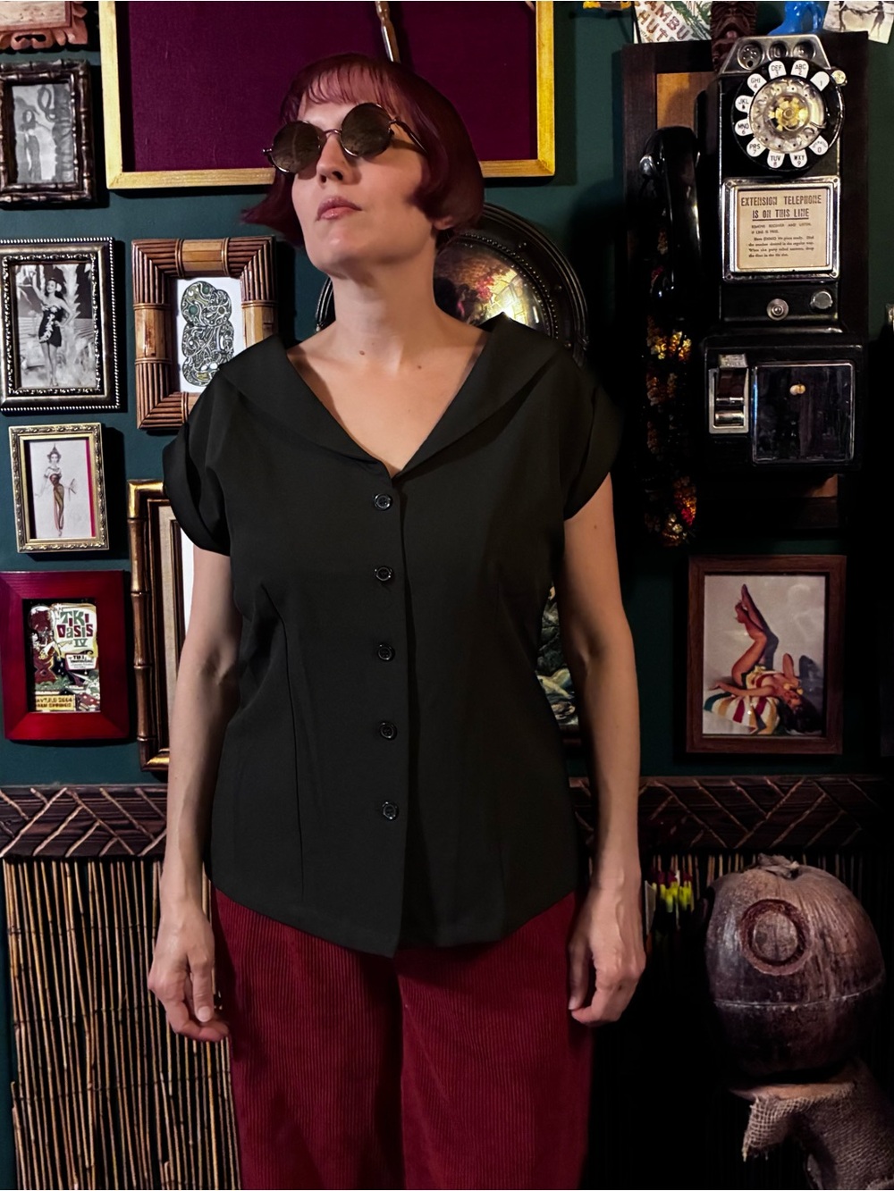 Unique Vintage sleeveless twill top